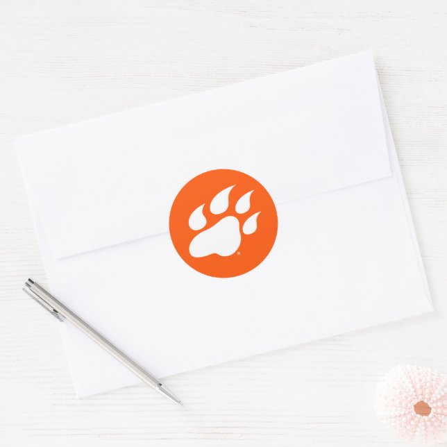 Sam Houston State University Bearkat Paw Print Classic Round Sticker (Envelope)