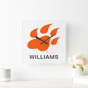 Sam Houston State University Bearkat Paw Print Square Wall Clock