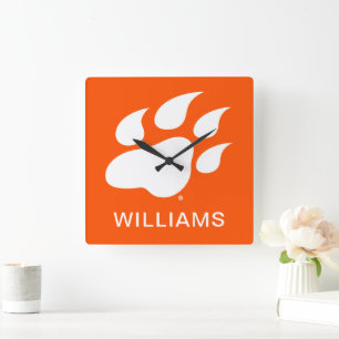 Sam Houston State University Bearkat Paw Print Square Wall Clock