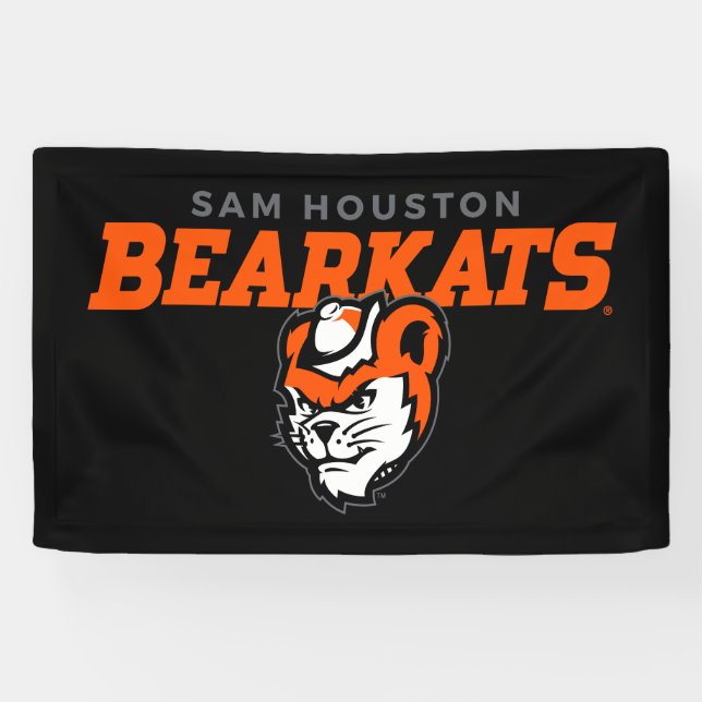 Sam Houston State University Bearkats Mascot Head Banner (Horizontal)