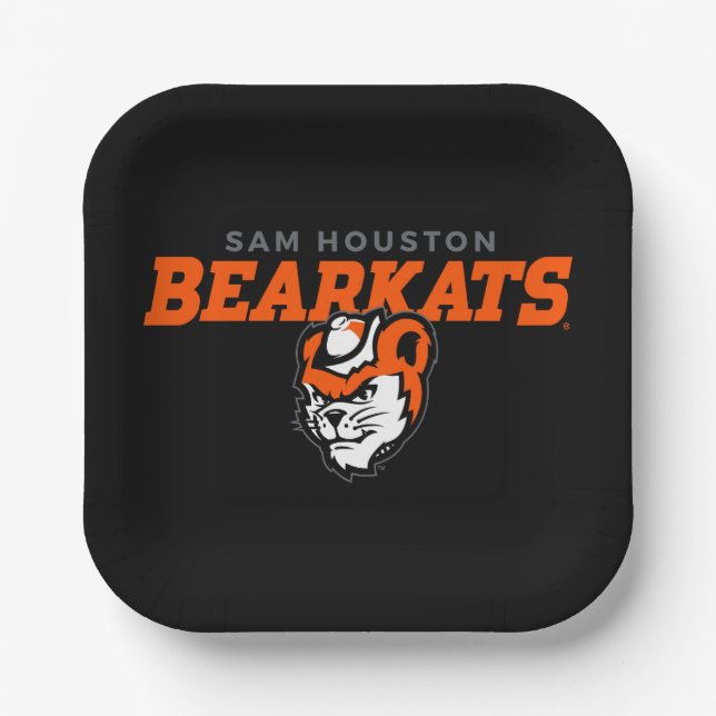 Sam Houston State University Bearkats Mascot Head Paper Plates (Front)