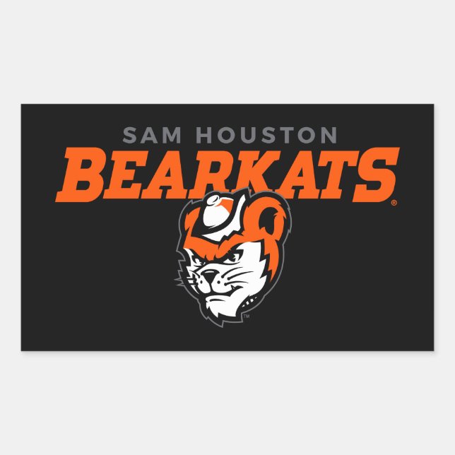 Sam Houston State University Bearkats Mascot Head Rectangular Sticker (Front)