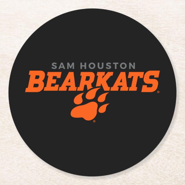 Sam Houston State University Bearkats Paw Print Round Paper Coaster (Front)