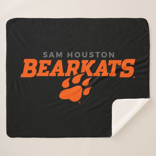 Sam Houston State University Bearkats Paw Print Sherpa Blanket (Front (Horizontal))