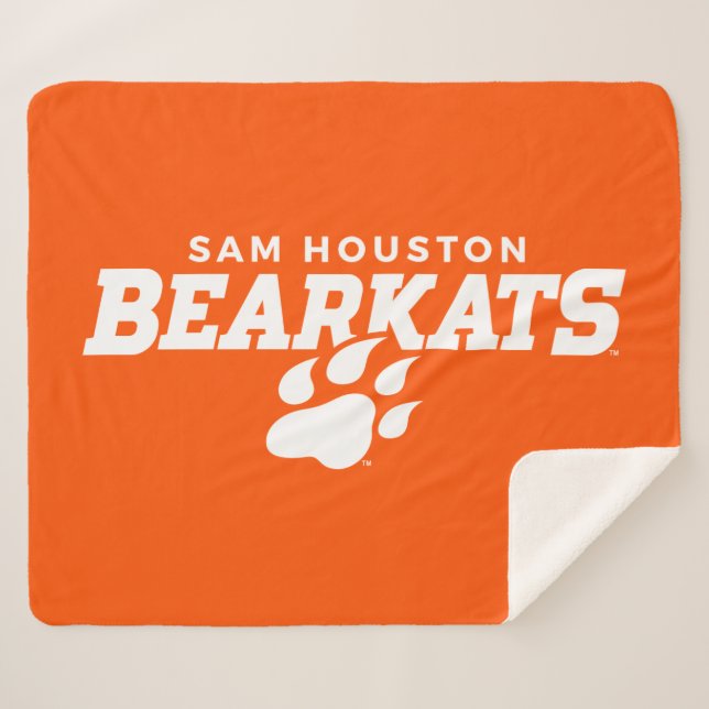 Sam Houston State University Bearkats Paw Print Sherpa Blanket (Front (Horizontal))