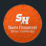 Sam Houston State University Combination Logo Dart Board<br><div class="desc">This dynamic design proudly showcases the official combination logo of Sam Houston State University. It features the bold, slanted "SH" wordmark at the top, presented in a powerful typeface. Below this emblem, the full name "Sam Houston State University" is elegantly displayed in a complementary font, creating a clear and comprehensive...</div>