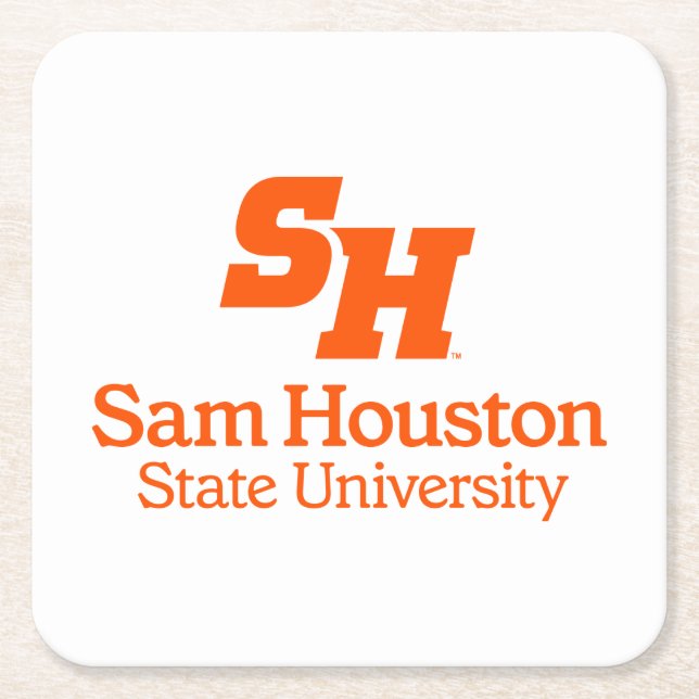 Sam Houston State University Combination Logo Square Paper Coaster (Front)