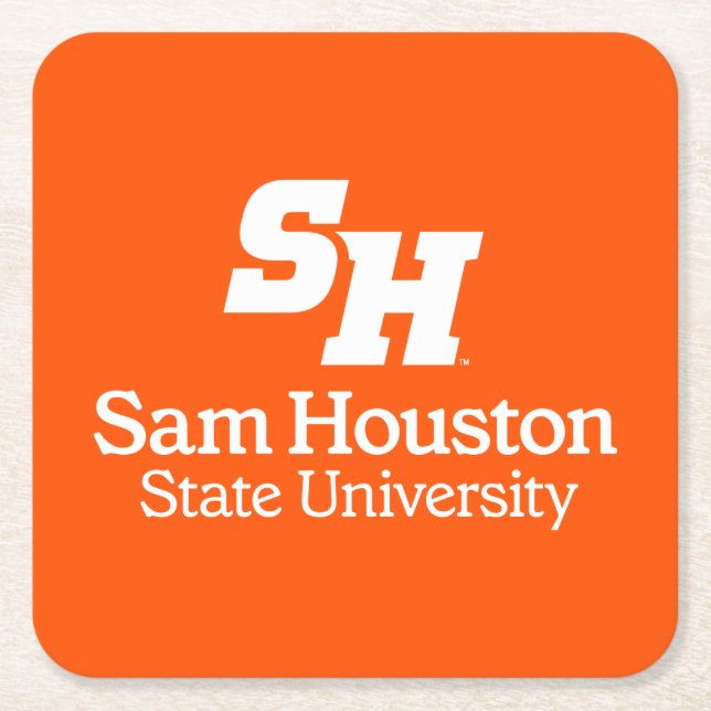 Sam Houston State University Combination Logo Square Paper Coaster (Front)