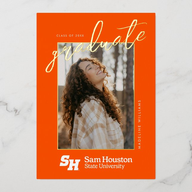 Sam Houston State University Graduation Design 10 Foil Invitation (Front)
