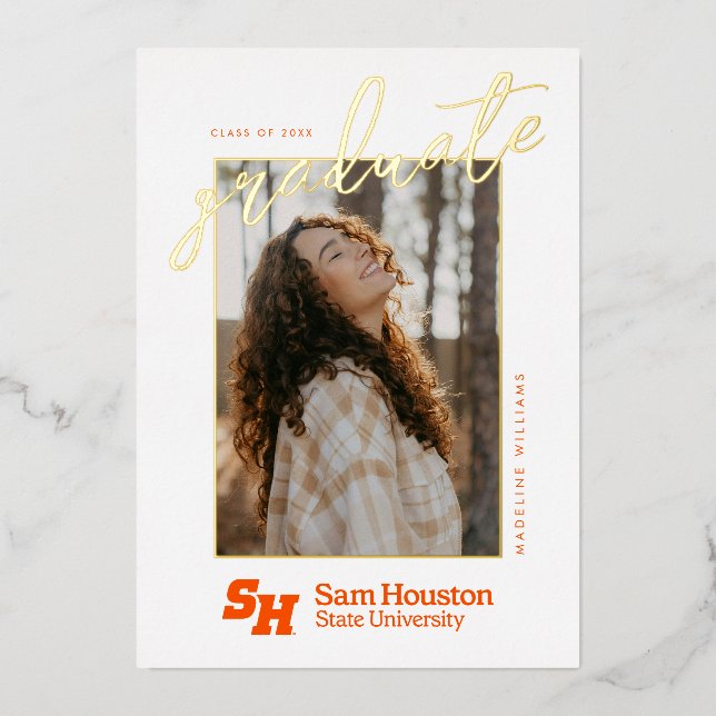 Sam Houston State University Graduation Design 11 Foil Invitation (Front)