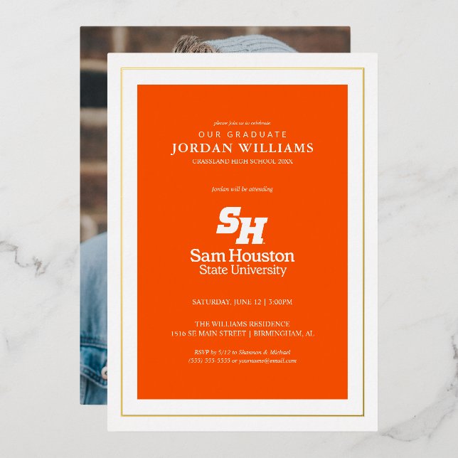 Sam Houston State University Graduation Design 15 Foil Invitation (Front/Back)