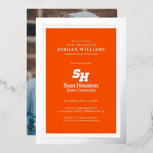 Sam Houston State University Graduation Design 15 Foil Invitation (Front/Back)