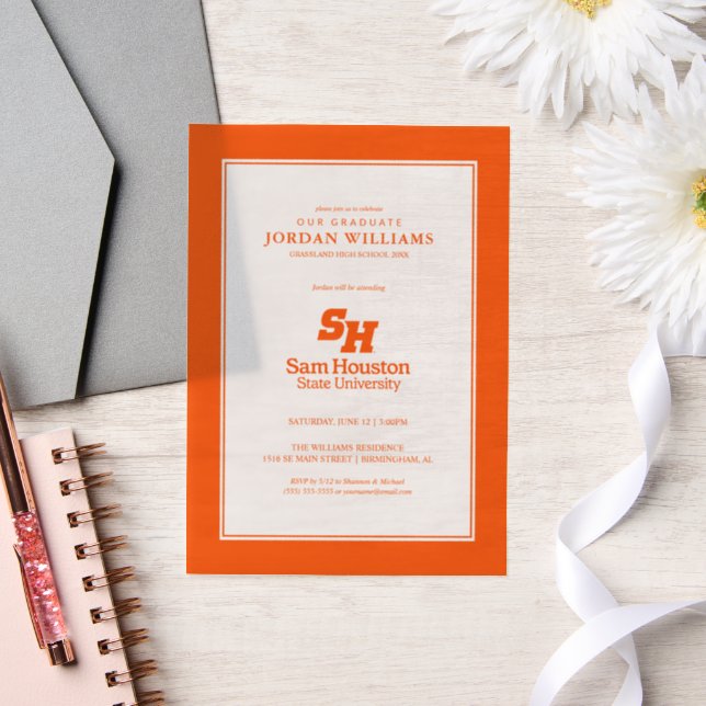Sam Houston State University Graduation Design 15 Vellum Invitations (Wedding)