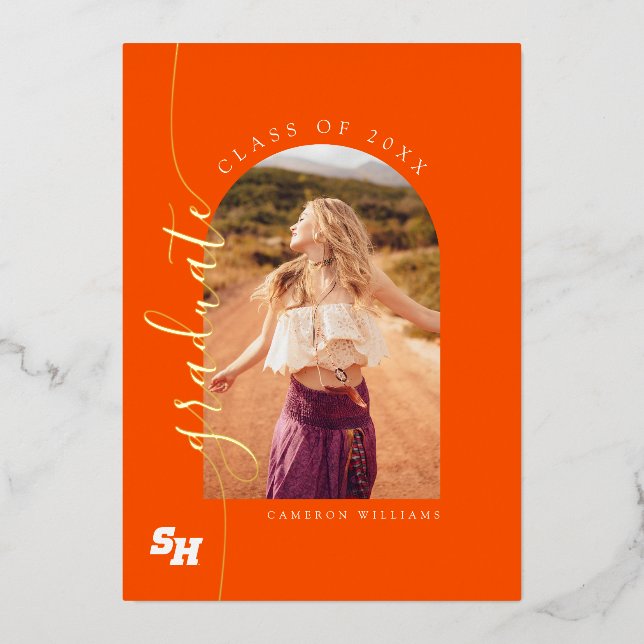 Sam Houston State University Graduation Design Foil Invitation (Front)