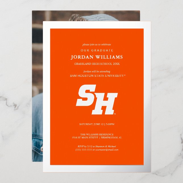 Sam Houston State University Graduation Design Foil Invitation (Front/Back)