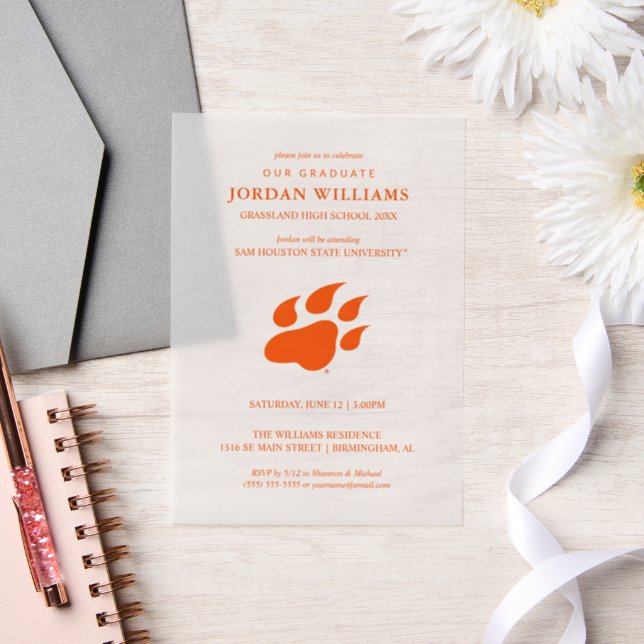 Sam Houston State University Graduation Design Vellum Invitations (Wedding)