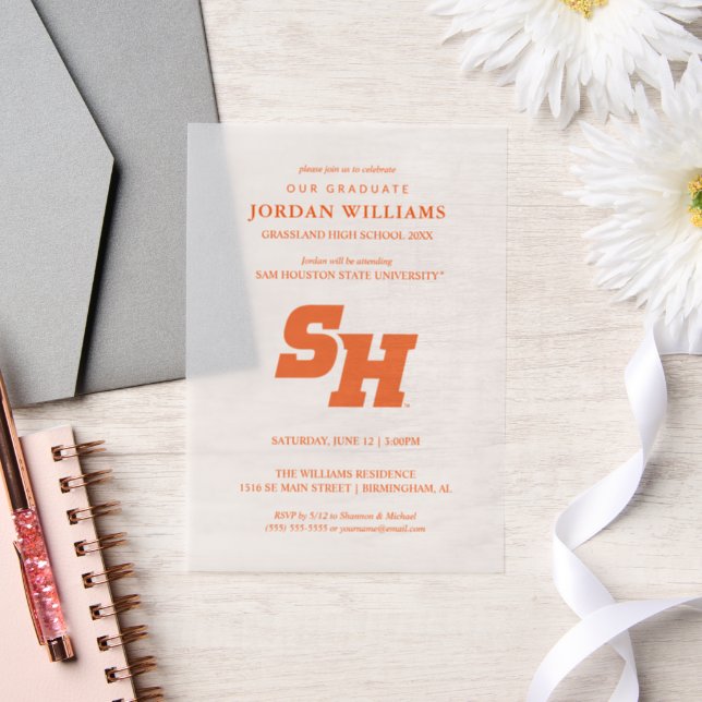 Sam Houston State University Graduation Design Vellum Invitations (Wedding)