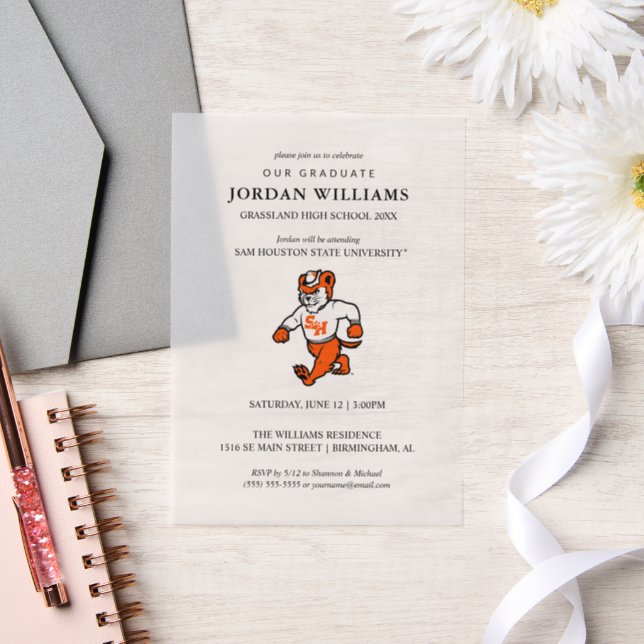 Sam Houston State University Graduation Design Vellum Invitations (Wedding)