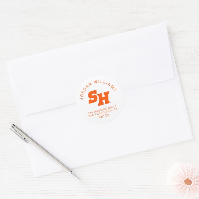 Sam Houston State University SH Wordmark Classic Round Sticker (Envelope)