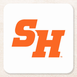 Sam Houston State University SH Wordmark Square Paper Coaster