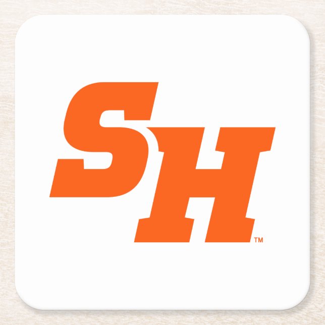 Sam Houston State University SH Wordmark Square Paper Coaster (Front)