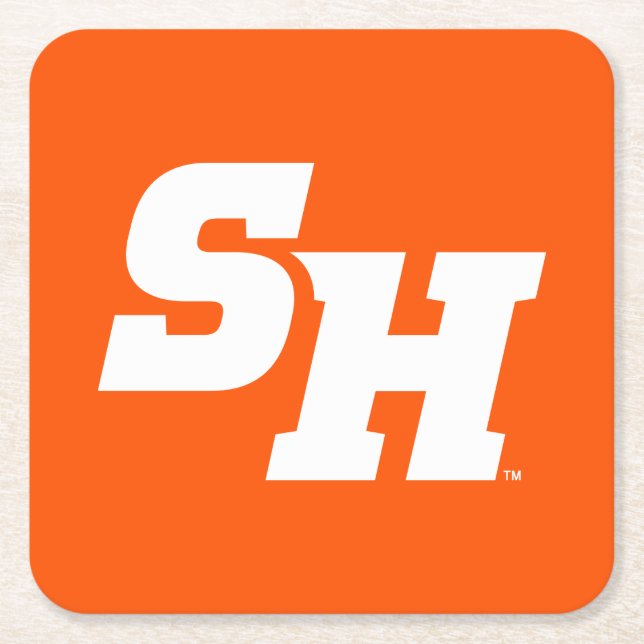 Sam Houston State University SH Wordmark Square Paper Coaster (Front)