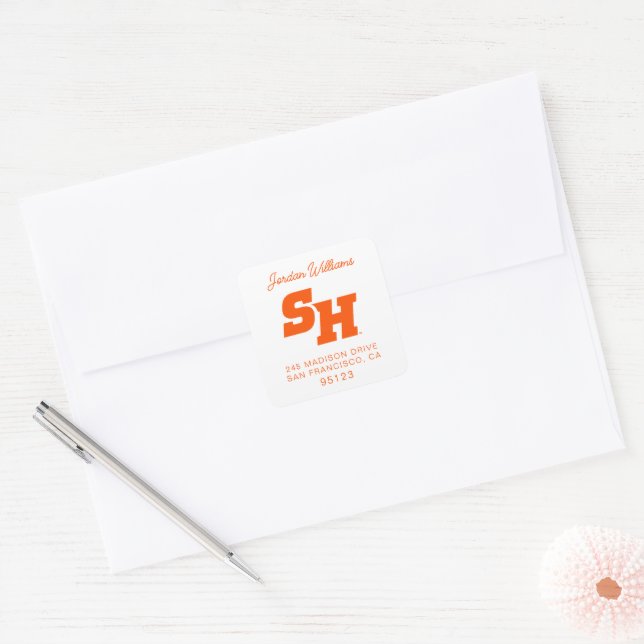 Sam Houston State University SH Wordmark Square Sticker (Envelope)