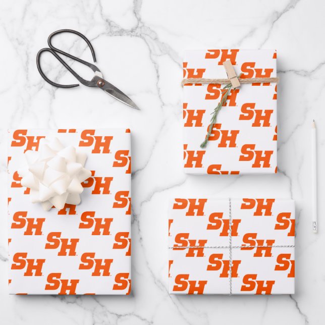 Sam Houston State University SH Wordmark Wrapping Paper Sheets (Front)