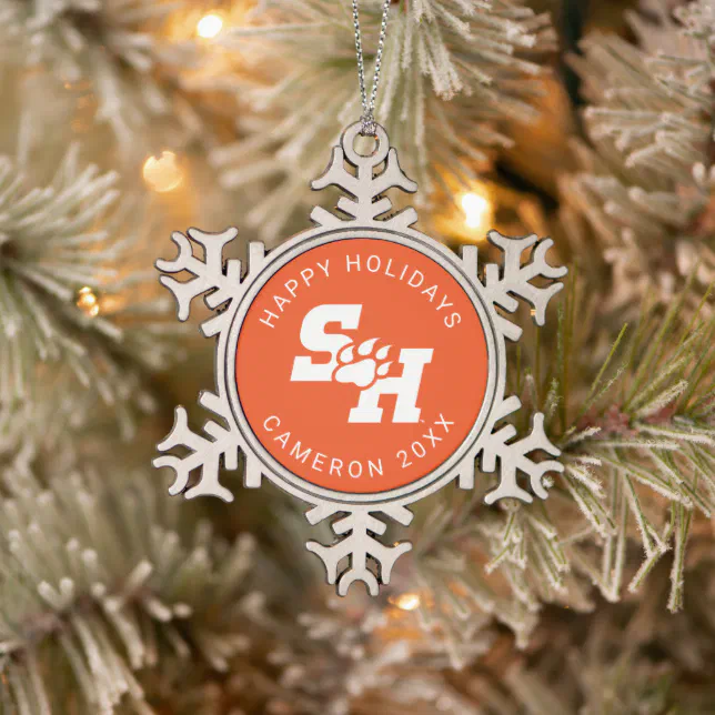 Sam Houston State University Snowflake Pewter Christmas Ornament
