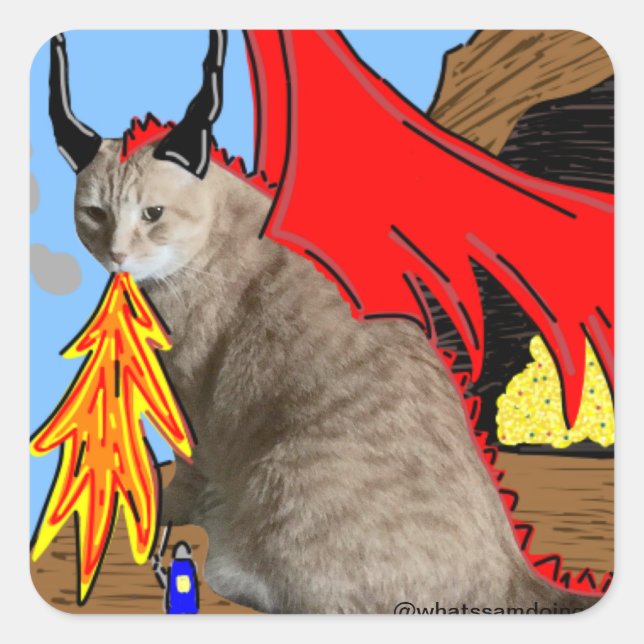 Sam Le Cat Dragon Sticker (Front)