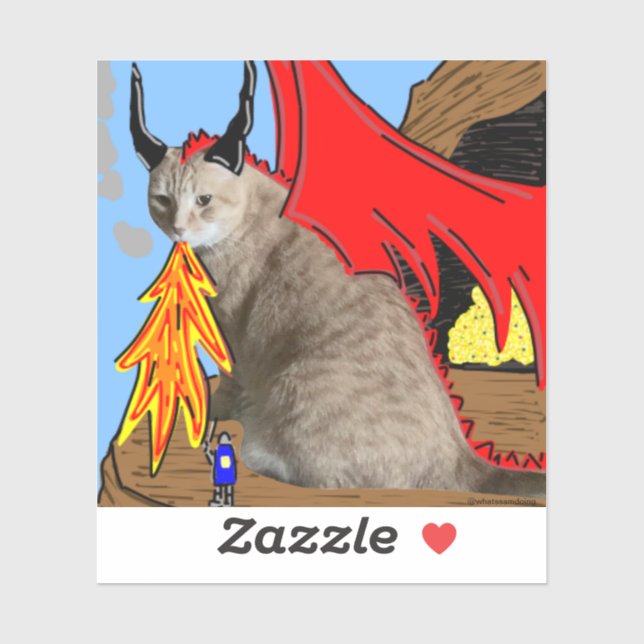 Sam Le Cat Dragon Vinyl Sticker (Sheet)