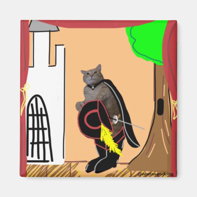 Sam Le Cat Foretting His Lines Magnet (Front)