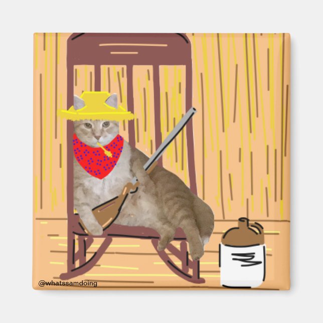 Sam Le Cat No Tresspassing Country Cat Sticker Magnet (Front)