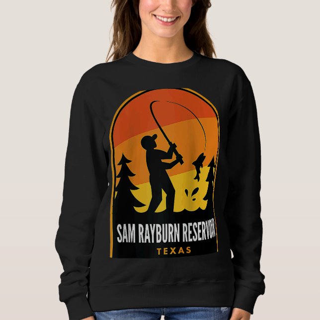 Sam Rayburn Reservoir Texas Fishing Raglan Sweatshirt (Front)