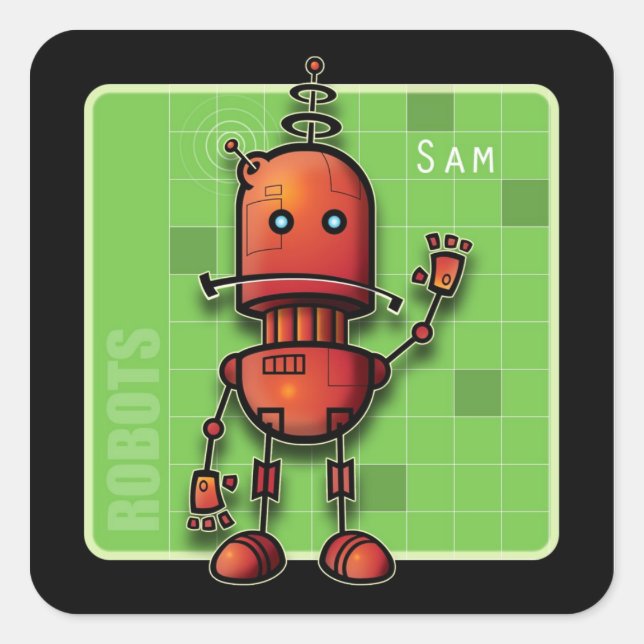 Sam the Robot Square Sticker (Front)