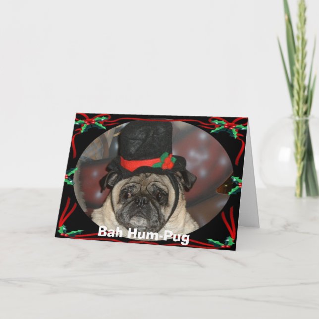 Sam xmas, Bah Hum Pug Holiday Card (Front)