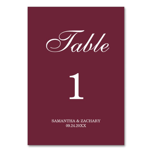 Samantha Elegant Simple Wedding Double-Sided Table Number (Front)