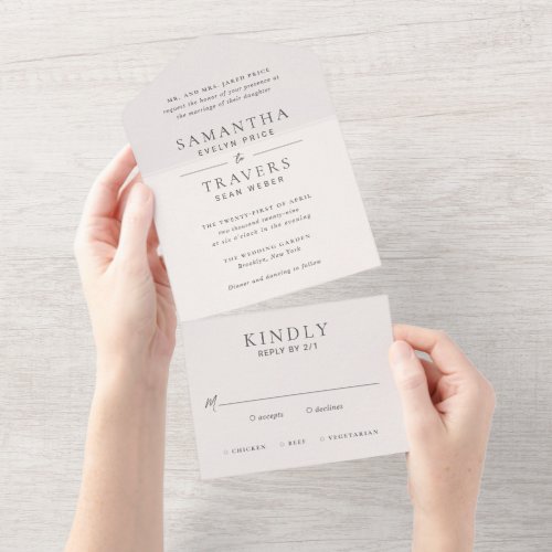 Samantha Gray Traditional Elegant Wedding All In One Invitation