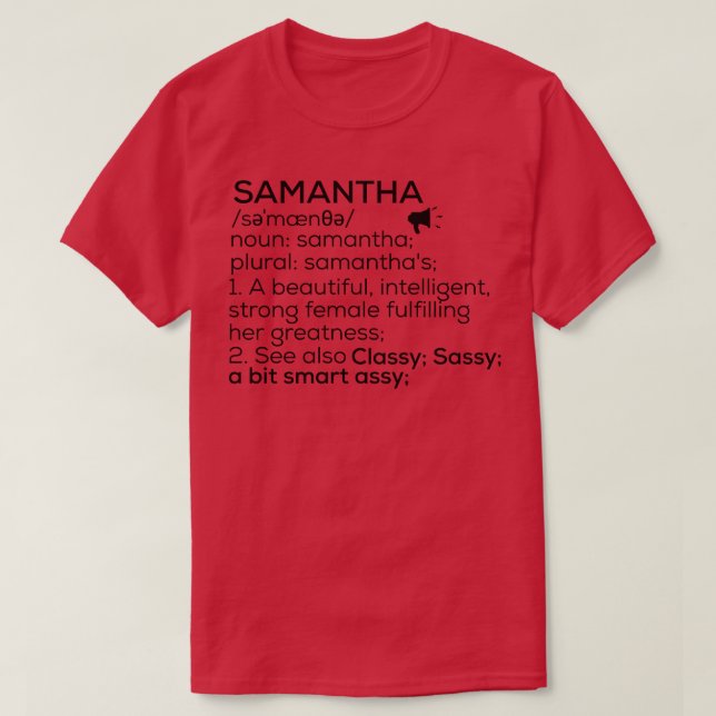 Samantha Name Definition Samantha Female Name T-Shirt (Design Front)