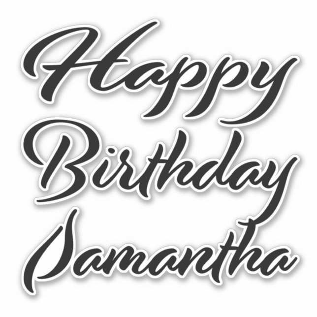 Samantha name first name black Sticker birthday (Front)