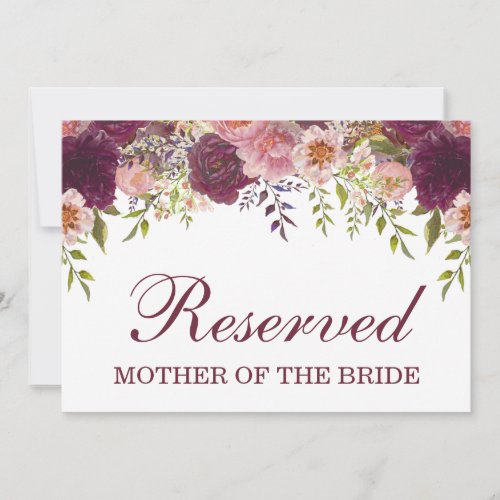 Samantha Rustic Burgundy Reserved Wedding Sign