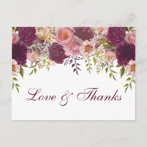 Samantha Rustic Floral Wedding Thank You Postcard