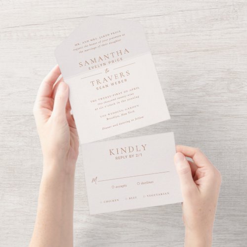 Samantha Tan Traditional Elegant Wedding All In One Invitation