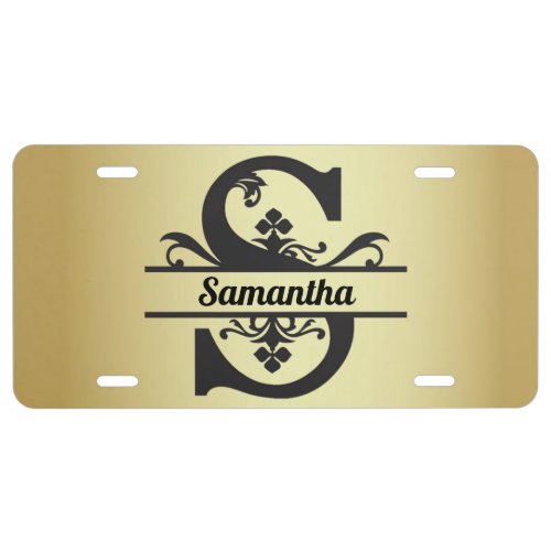 Samanthas Golden Monogram License Plate