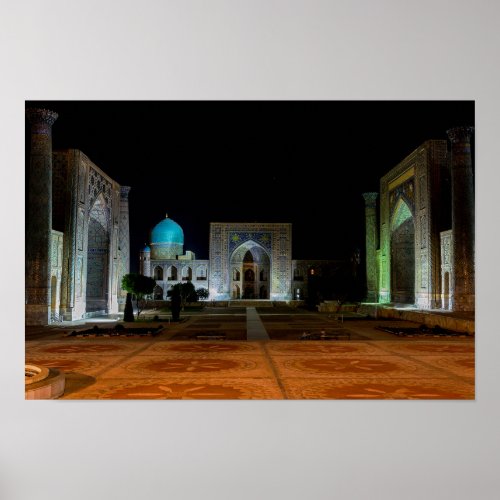 Samarkand Uzbekistan _ Registan square at night Poster
