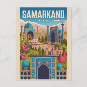 Samarkand Uzbekistan Retro Travel Poster Art Holiday Postcard