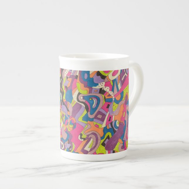 "Samba" Abstract Art Bone China Mug (Front Right)