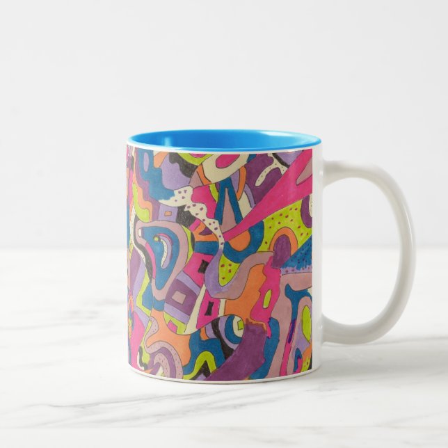 "Samba" Abstract Art Two-Tone Coffee Mug (Right)