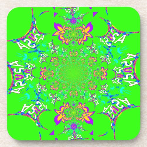 Samba Colorful Bright floral damask design colors Coaster