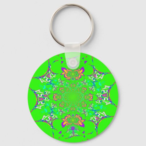 Samba Colorful Bright floral damask design colors Keychain